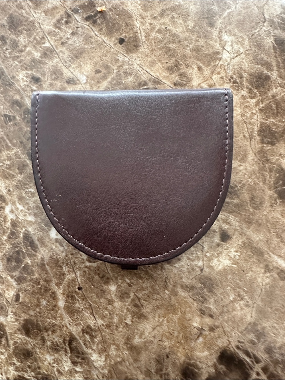 Compact Brown Leather Coin Pouch